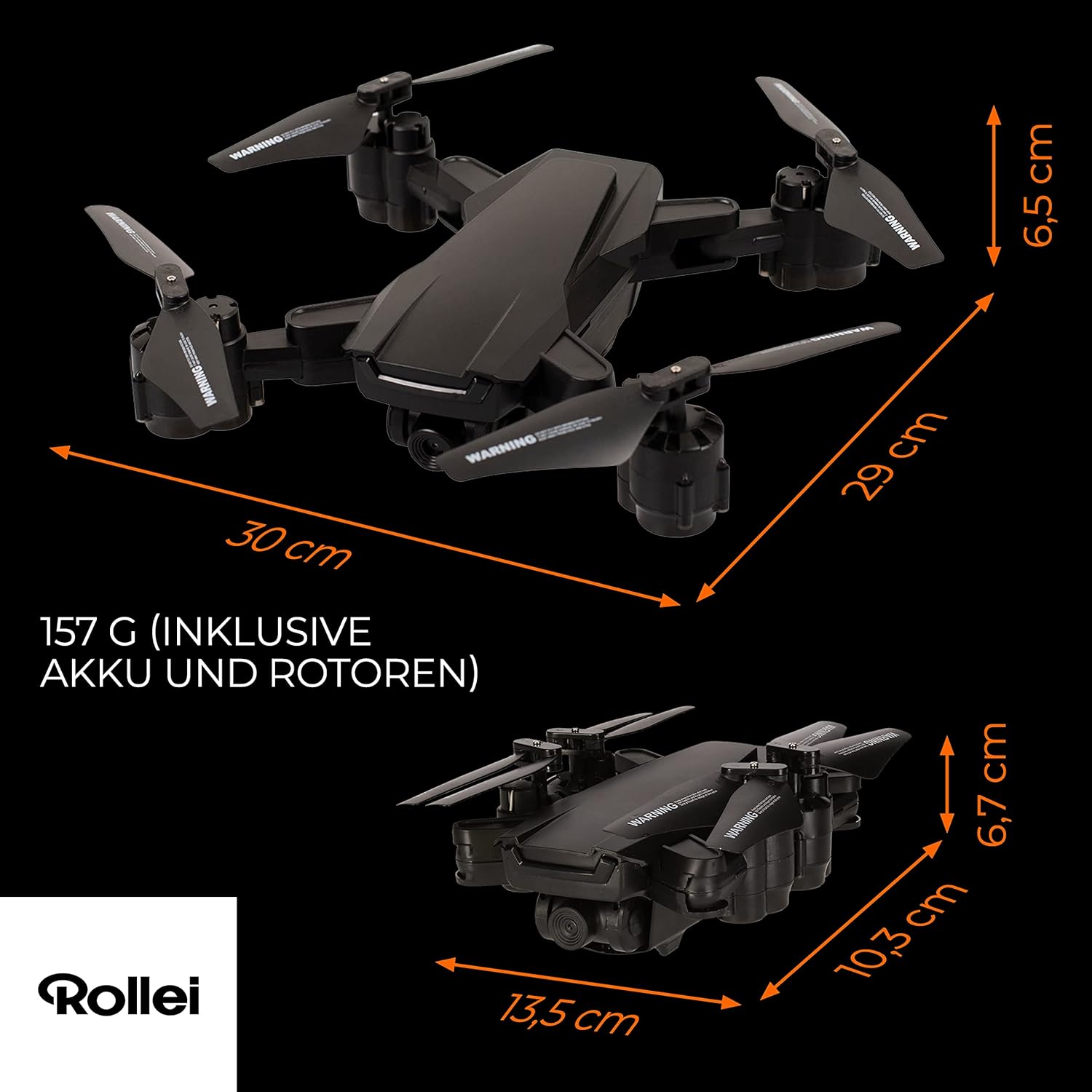Rollei Fly 80 Combo Drone, WiFi Live Image Transmission, 6-Axis Gyroscope, Long Flight Time, App Control and Includes Remote Control