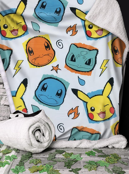 Nemesis Now Pokémon Starter Throw 100 * 150cm, Pokémon Blanket, Starter Throw, Luxuriously Soft, Official Pokémon Merchandise