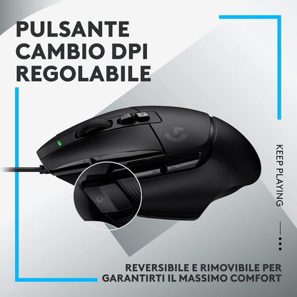 Logitech G G502 X Wired Gaming Mouse - LIGHTFORCE hybrid optical-mechanical primary switches, HERO 25K gaming sensor, compatible with PC - macOS/Windows