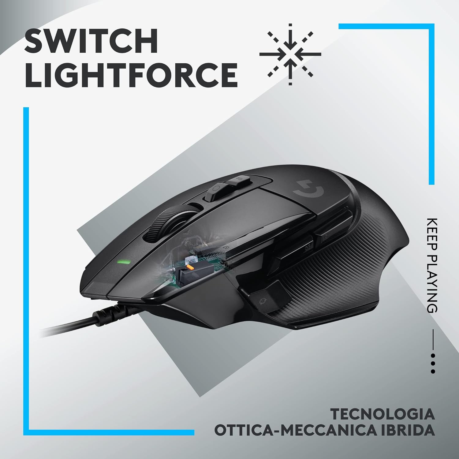 Logitech G G502 X Wired Gaming Mouse - LIGHTFORCE hybrid optical-mechanical primary switches, HERO 25K gaming sensor, compatible with PC - macOS/Windows