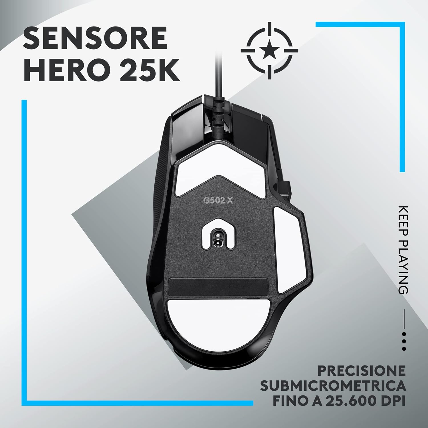 Logitech G G502 X Wired Gaming Mouse - LIGHTFORCE hybrid optical-mechanical primary switches, HERO 25K gaming sensor, compatible with PC - macOS/Windows