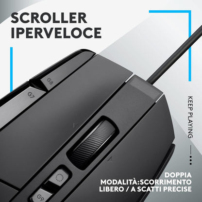 Logitech G G502 X Wired Gaming Mouse - LIGHTFORCE hybrid optical-mechanical primary switches, HERO 25K gaming sensor, compatible with PC - macOS/Windows