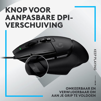 Logitech G G502 X Wired Gaming Mouse - LIGHTFORCE hybrid optical-mechanical primary switches, HERO 25K gaming sensor, compatible with PC - macOS/Windows