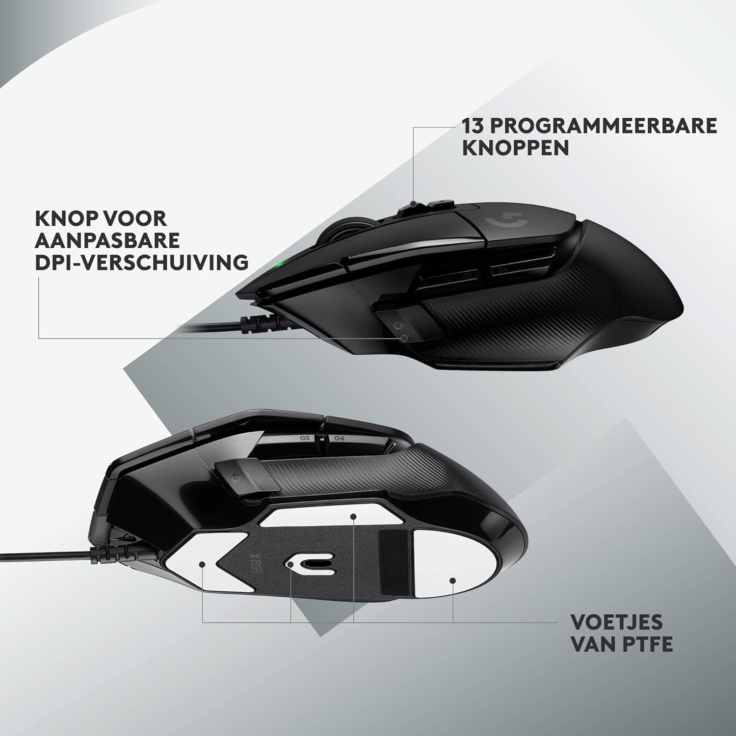 Logitech G G502 X Wired Gaming Mouse - LIGHTFORCE hybrid optical-mechanical primary switches, HERO 25K gaming sensor, compatible with PC - macOS/Windows