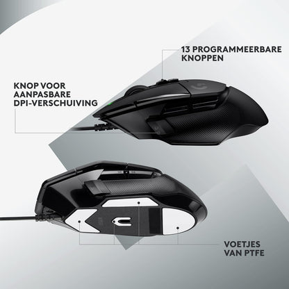 Logitech G G502 X Wired Gaming Mouse - LIGHTFORCE hybrid optical-mechanical primary switches, HERO 25K gaming sensor, compatible with PC - macOS/Windows