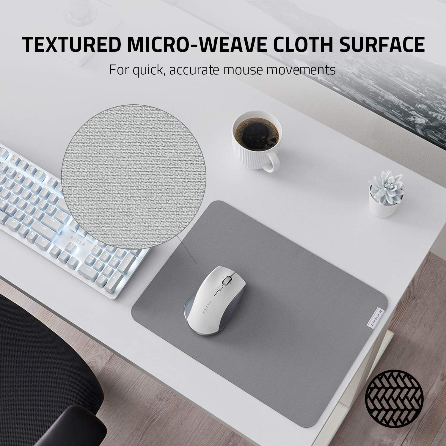 Razer Pro Glide - Soft Mouse Mat for Office Productivity (Thick and High-Density Rubber Foam, Textured Micro-Weave Cloth Surface, Anti-Slip Base, 360 x 275 x 3mm