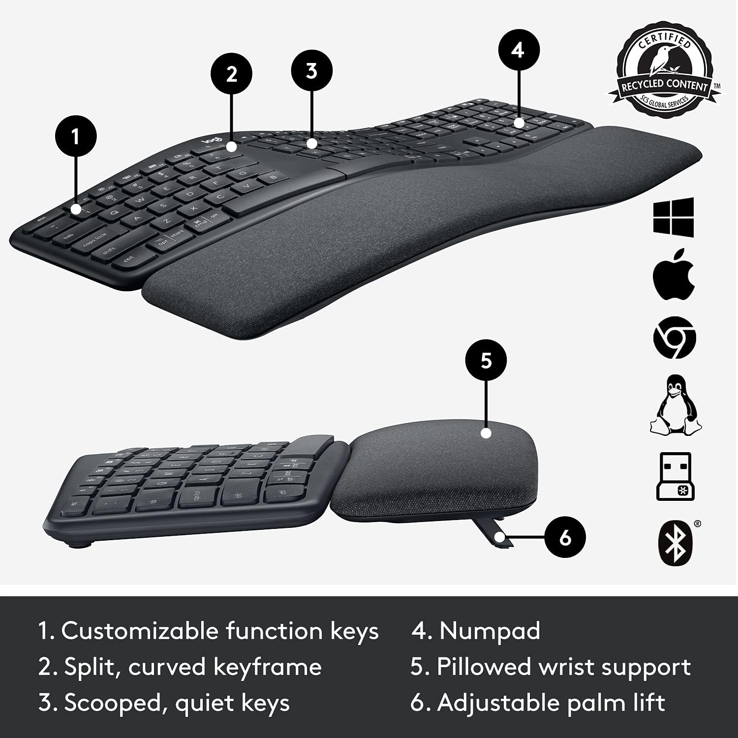 Logitech Ergo K860 - Graphite US INTL - INTNL QWERTY , Grafit