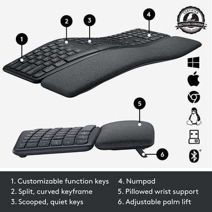 Logitech Ergo K860 - Graphite US INTL - INTNL QWERTY , Grafit