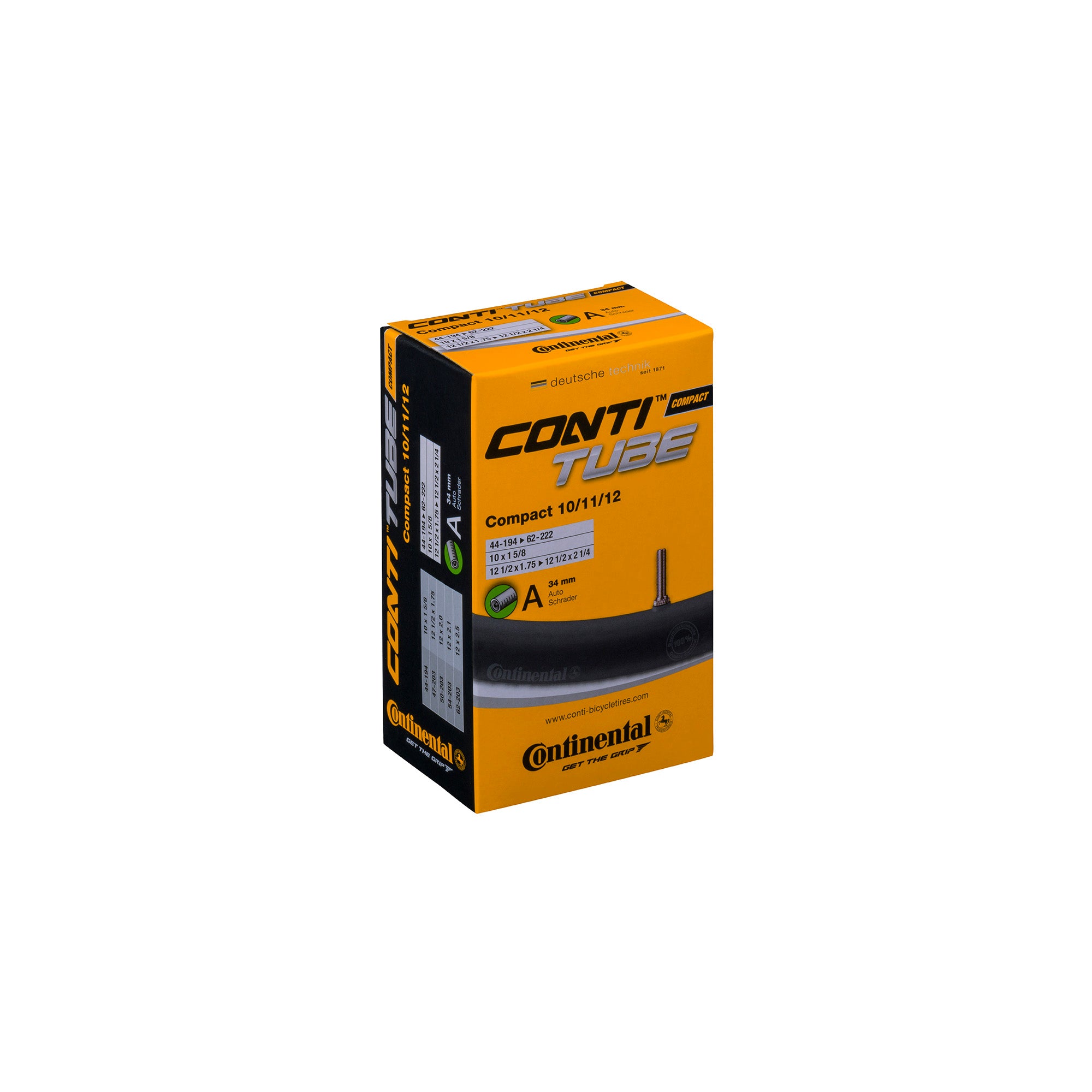 Continental Compact Tube Schrader 34Mm Valve Black 10/11/12"