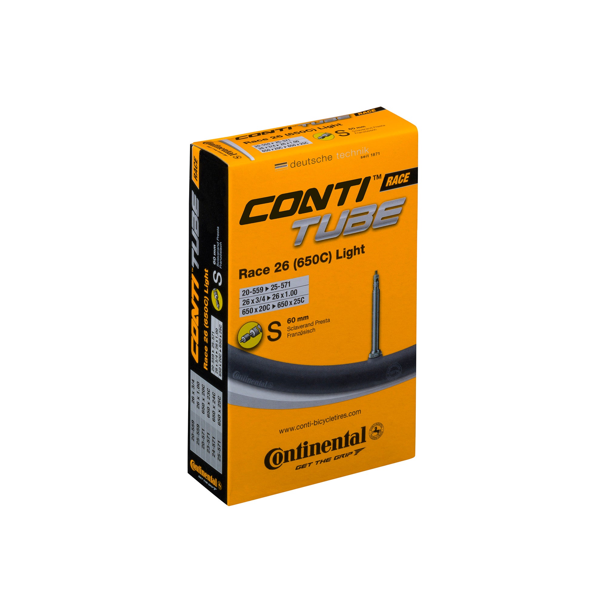 Continental Race Tube Light Presta 60Mm Valve Black 700X20-25C