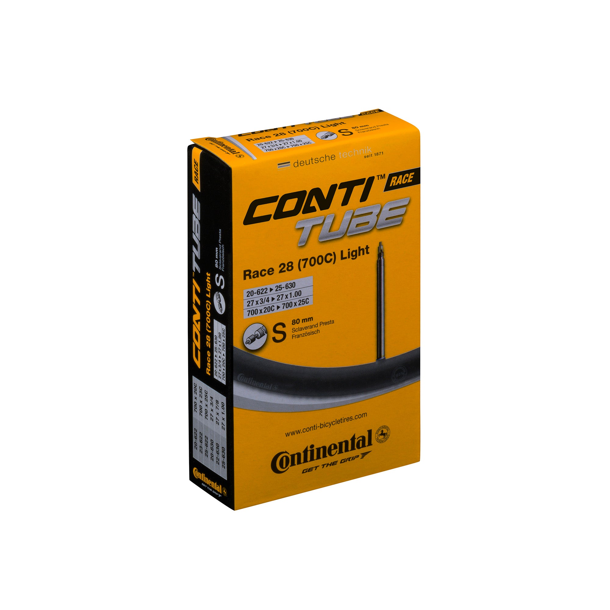 Continental Race Tube Light Presta 80Mm Valve Black 700X20-25C