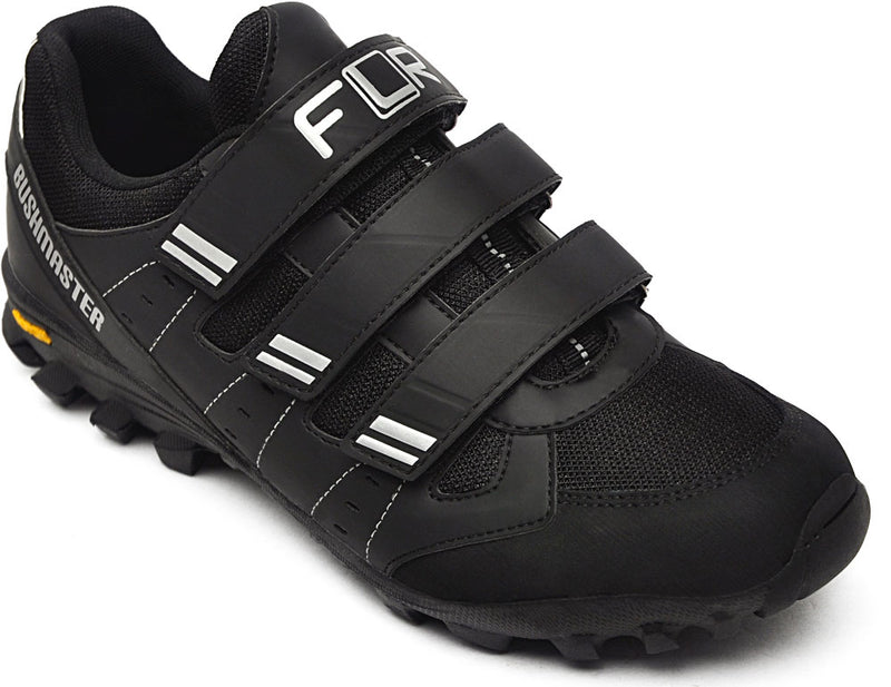 FLR Bushmaster MTB/Trail Shoe in Black/Silver - Velcro Fastening - Size 42 - Size 42 [Black]