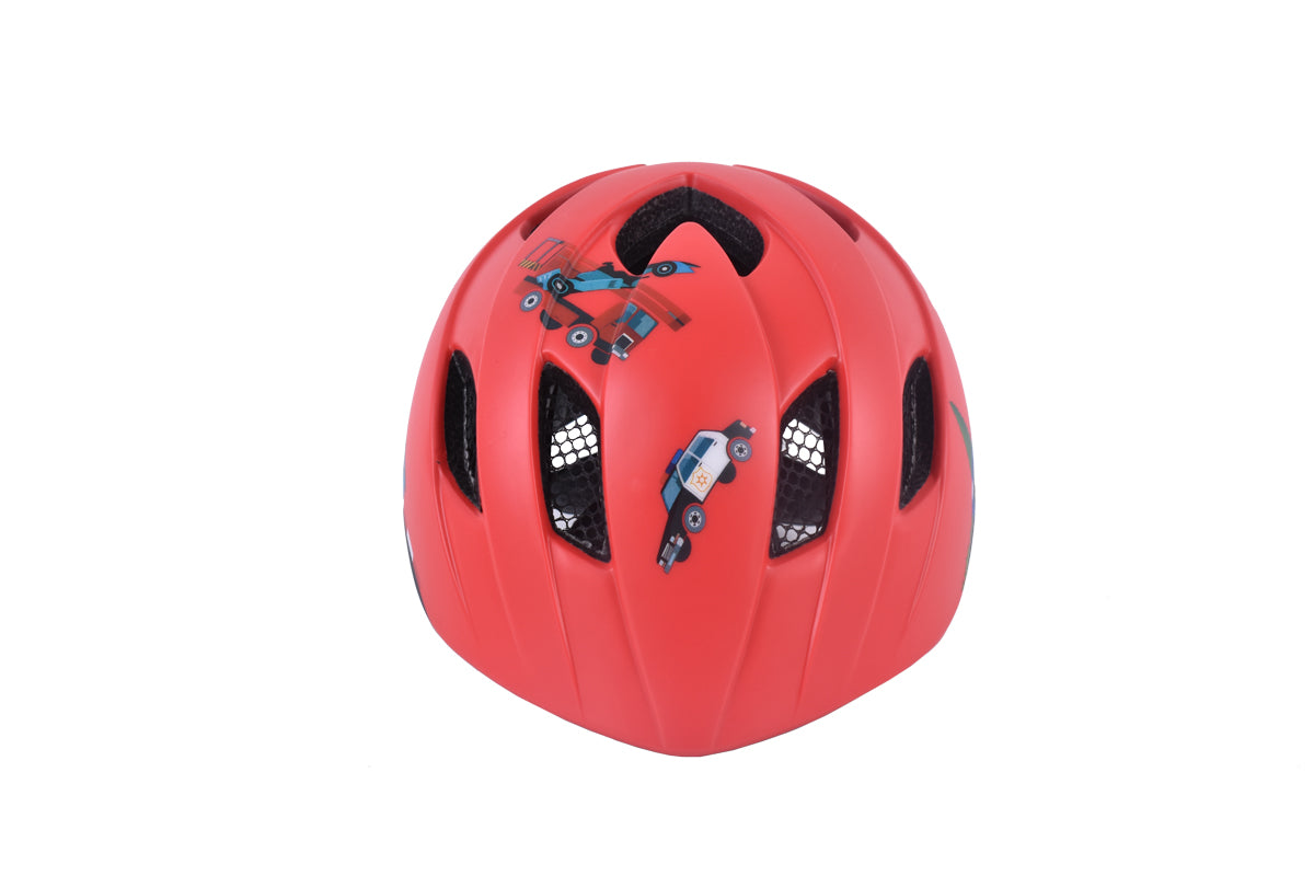 SAFETY LABS In-Mold Dino Light Cars Fahrradhelm für Kinder, mit integriertem Licht, T.S (48-53