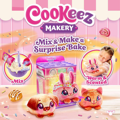 Cookeez Makery Cinnamon Treatz Oven, Mix & Make a plush best friend! Place your Dough In The Oven And Be Amazed When A Warm, Scented, Interactive, Plush Friend Comes Out!