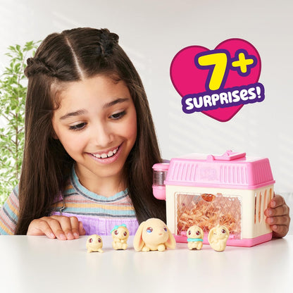 Little Live Pets - Mama Surprise Minis, Feed and nurture a Lil' Bunny Inside their Hutch so she can be a Mama, She has 2, 3, or 4 Babies with Surprise Accessories to Dress Up the Babies