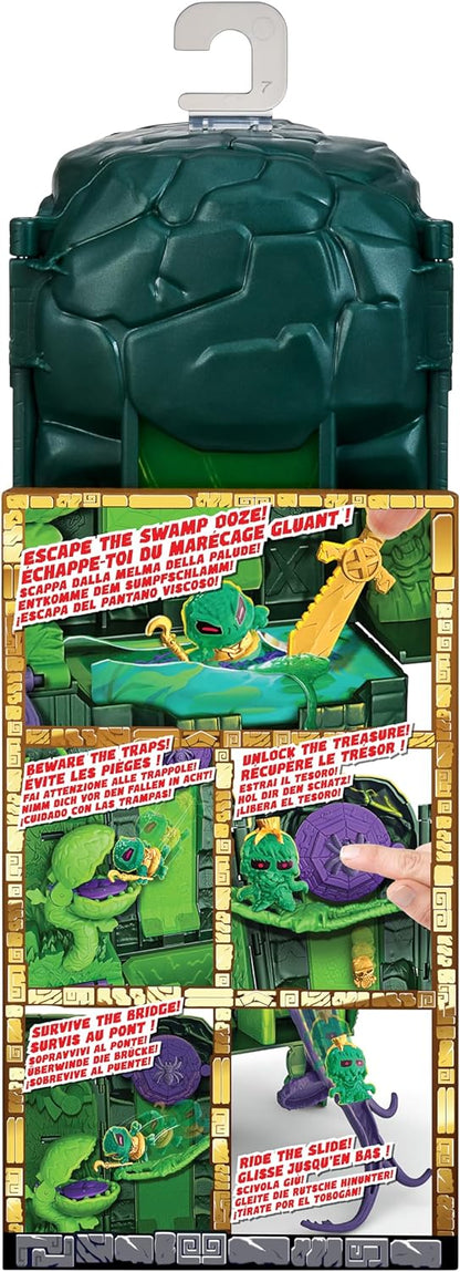 Treasure X Lost Lands Skull Island Swamp Tower Micro Playset, 15 Levels of Adventure, Survive the Traps And Discover 2 Micro Sized Action Figures, Will You Find Real Gold Dipped Treasure?