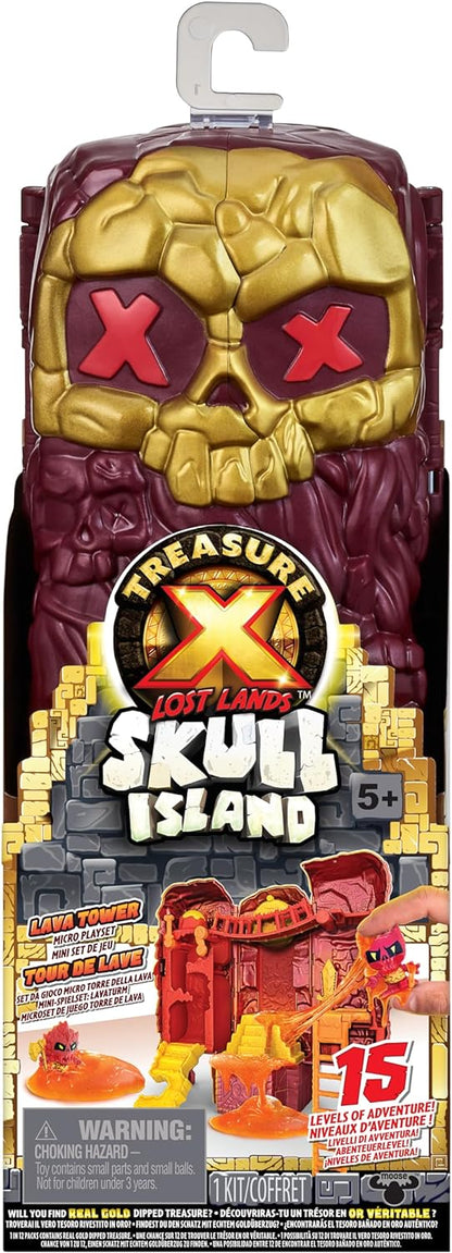 Treasure X Lost Lands Skull Island Lava Tower Micro Playset, 15 Levels of Adventure, Survive the Traps And Discover 2 Micro Sized Action Figures, Will You Find Real Gold Dipped Treasure?