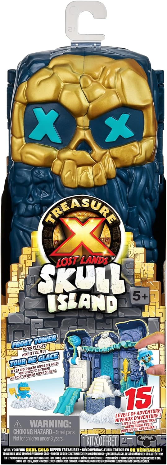 Treasure X Lost Lands Skull Island Frost Tower Micro Playset, 15 Levels of Adventure, Survive the Traps And Discover 2 Micro Sized Action Figures, Will You Find Real Gold Dipped Treasure?