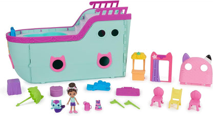 Gabby's Dollhouse, Gabby Cat Friend Ship, Cruise Ship Toy with 2 Toy Figures & Carlita Purr-ific Play Room with Carlita Toy Car, Accessories, Furniture and Dollhouse Deliveries