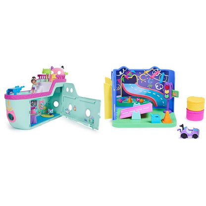 Gabby's Dollhouse, Gabby Cat Friend Ship, Cruise Ship Toy with 2 Toy Figures & Carlita Purr-ific Play Room with Carlita Toy Car, Accessories, Furniture and Dollhouse Deliveries