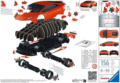 Ravensburger - Puzzle 3D Adultos Lamborghini Huracán EVO Rojo | Maquetas para Construir Adultos Coches 156 Piezas | Maquetas de Coches Deportivos | Maquetas Coche para Montar