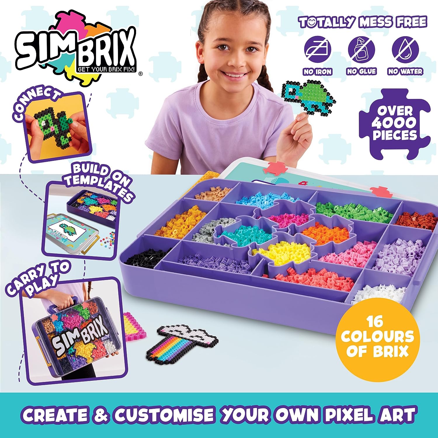 Simbrix Connect & Wow Simbrix Maker Studio con más de 4000 Brix Actividad Creativa STEAM Arts and Crafts Juguetes niñas a partir de 5 años, toys_games, multicolor, Medium (Character Options LTD 08003)