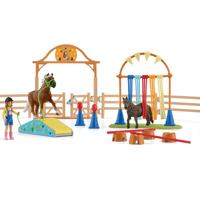 Schleich Farm World Pony Agility Training Set with Horse, Trainer, and Accessories Playset - 41-Piece Pony, Trainer, and Horse Club Accessories - Toy Animals Gift Set for Boys, Girls, Toddlers Ages 3+