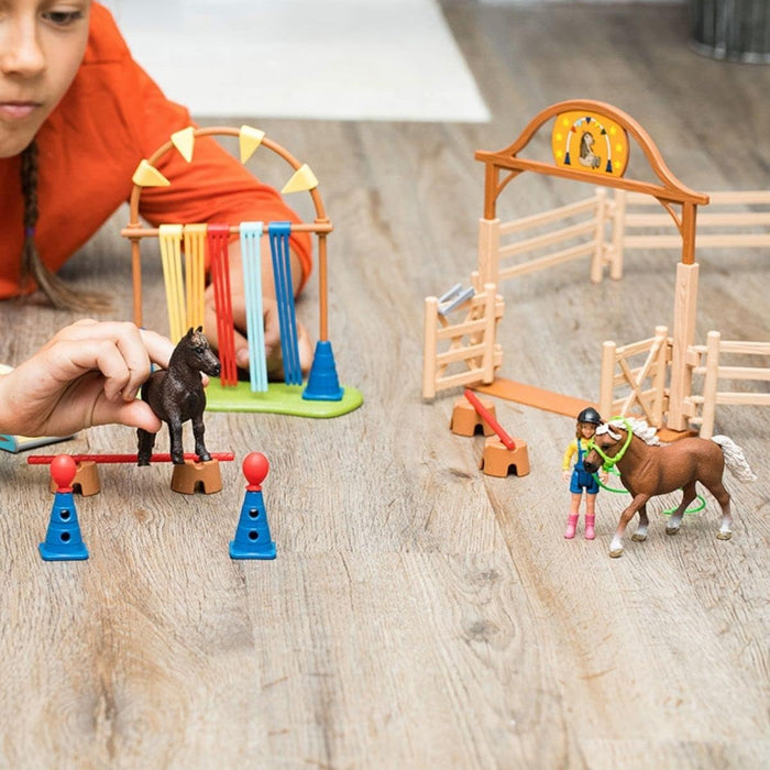Schleich Farm World Pony Agility Training Set with Horse, Trainer, and Accessories Playset - 41-Piece Pony, Trainer, and Horse Club Accessories - Toy Animals Gift Set for Boys, Girls, Toddlers Ages 3+