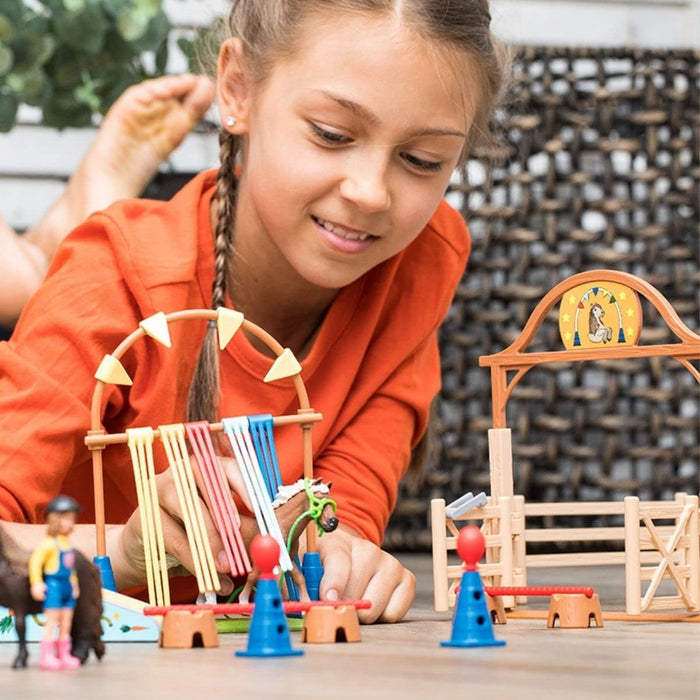 Schleich Farm World Pony Agility Training Set with Horse, Trainer, and Accessories Playset - 41-Piece Pony, Trainer, and Horse Club Accessories - Toy Animals Gift Set for Boys, Girls, Toddlers Ages 3+