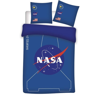 AYMAX S.P.R.L. Reversible Nasa Blue Bedding Set – Duvet Cover 140 x 200 cm + Pillowcase 63 x 63 cm