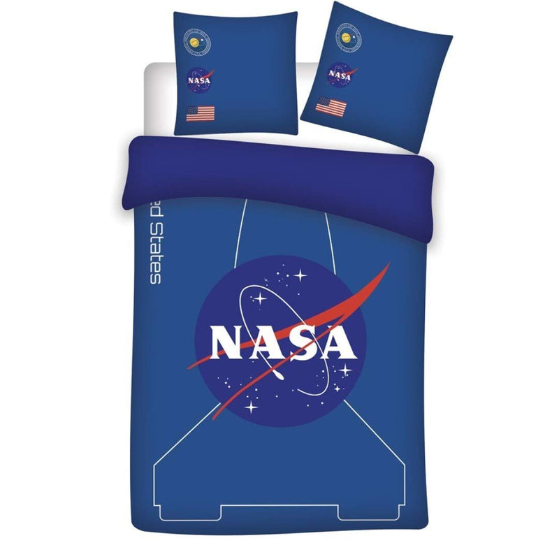 AYMAX S.P.R.L. Reversible Nasa Blue Bedding Set – Duvet Cover 140 x 200 cm + Pillowcase 63 x 63 cm