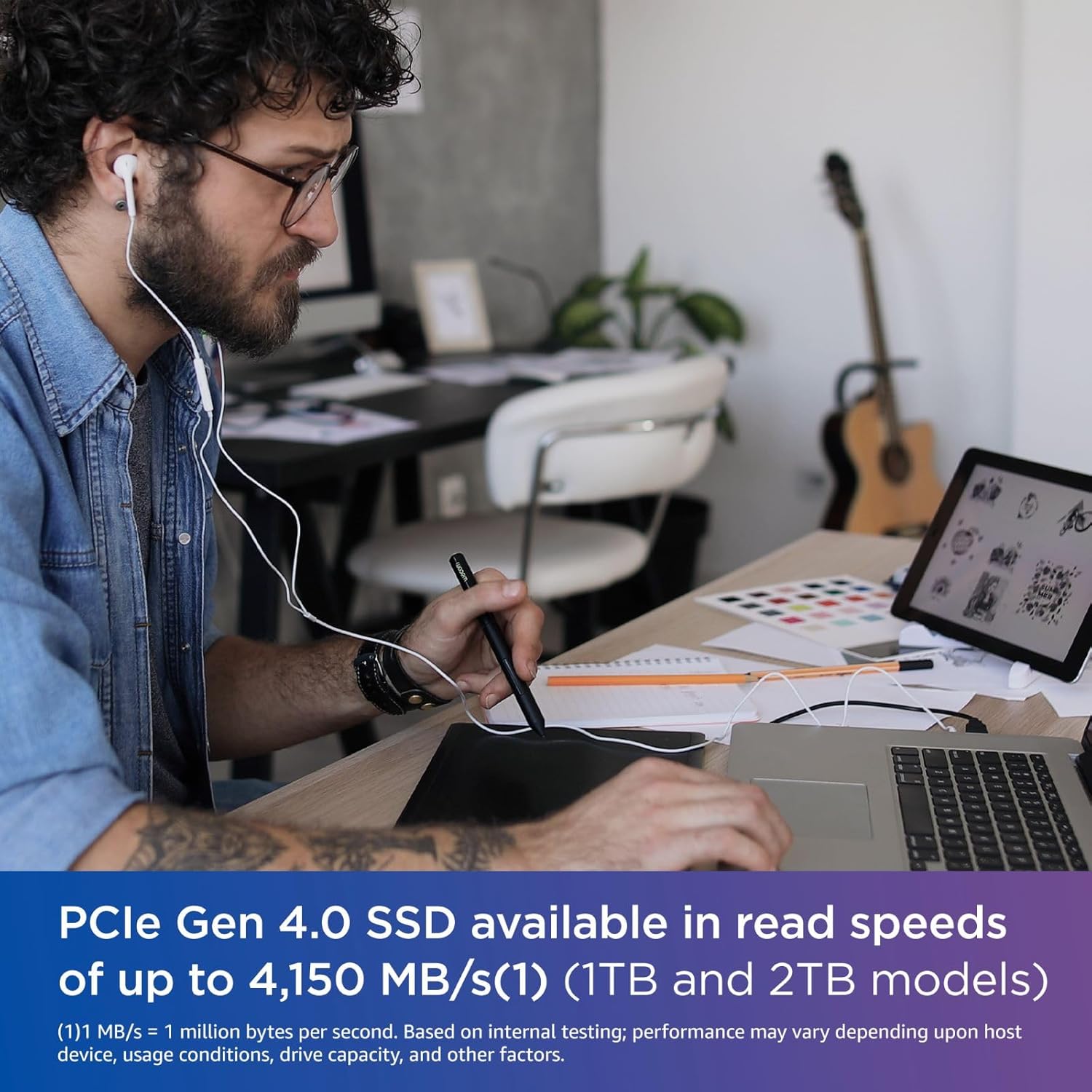 WD Blue SN580 500GB, M.2 2280, NVMe SSD, PCIe Gen4 NVMe, up to 4,150 MB/s read speed, Includes Acronis True Image for Western Digital Blue 500GB SN580 - Upto 4,150MB/s