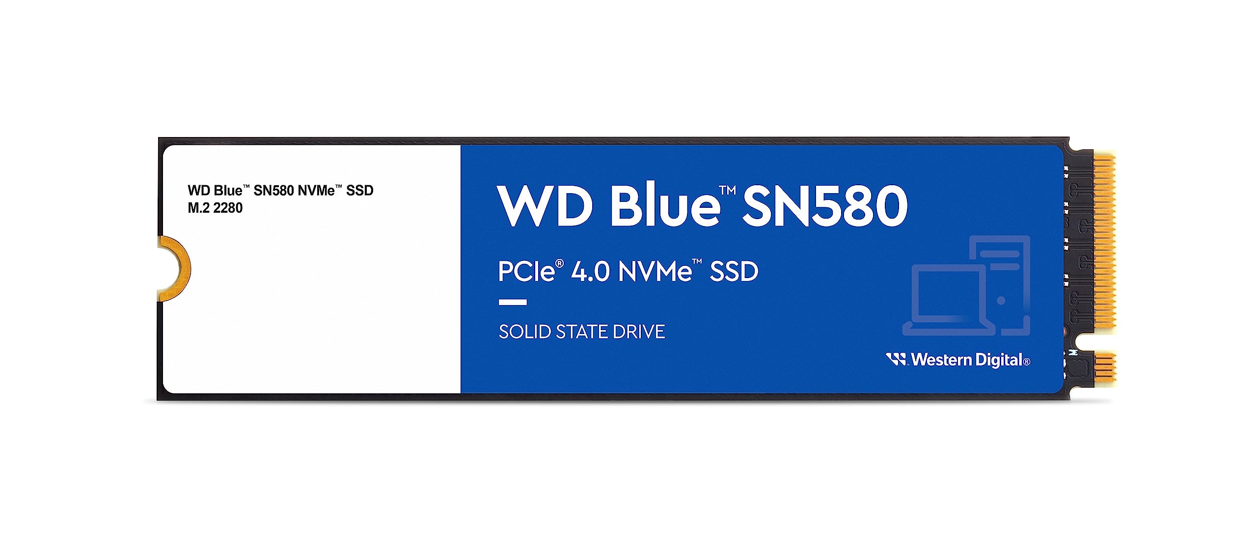 WD Blue SN580 500GB, M.2 2280, NVMe SSD, PCIe Gen4 NVMe, up to 4,150 MB/s read speed, Includes Acronis True Image for Western Digital Blue 500GB SN580 - Upto 4,150MB/s