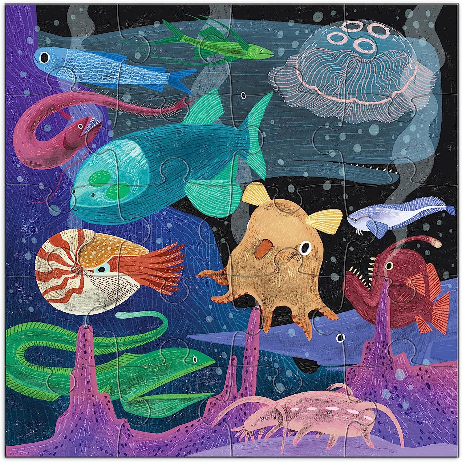 Mudpuppy Depth of The Seas – Magnetic Puzzle Set with Travel Friendly Tri-Fold Portfolio for Children Ages 4 and Up