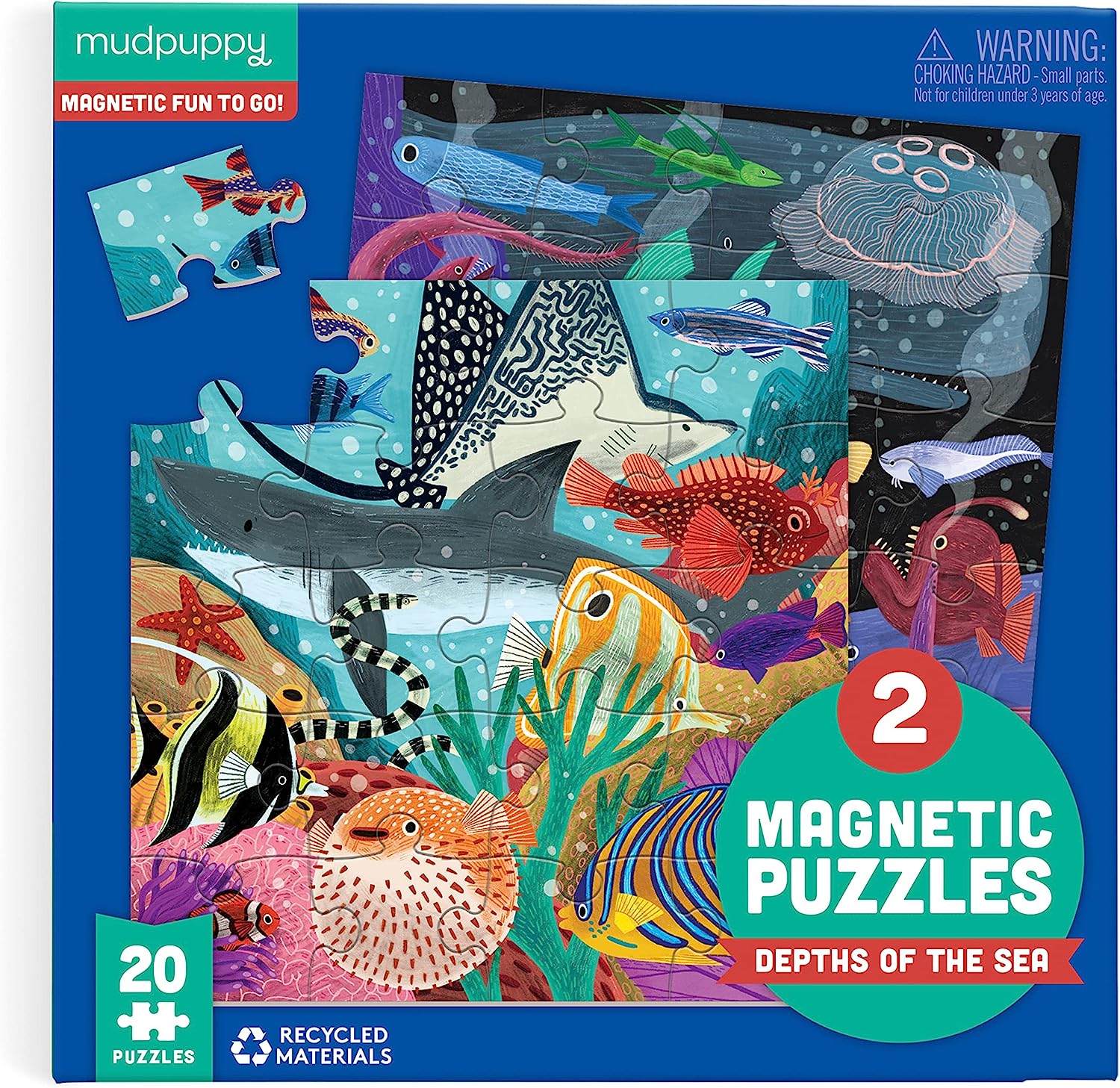 Mudpuppy Depth of The Seas – Magnetic Puzzle Set with Travel Friendly Tri-Fold Portfolio for Children Ages 4 and Up