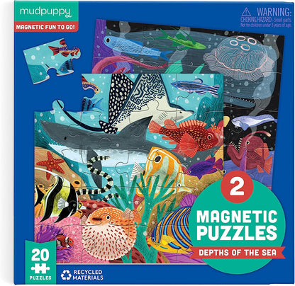 Mudpuppy Depth of The Seas – Magnetic Puzzle Set with Travel Friendly Tri-Fold Portfolio for Children Ages 4 and Up