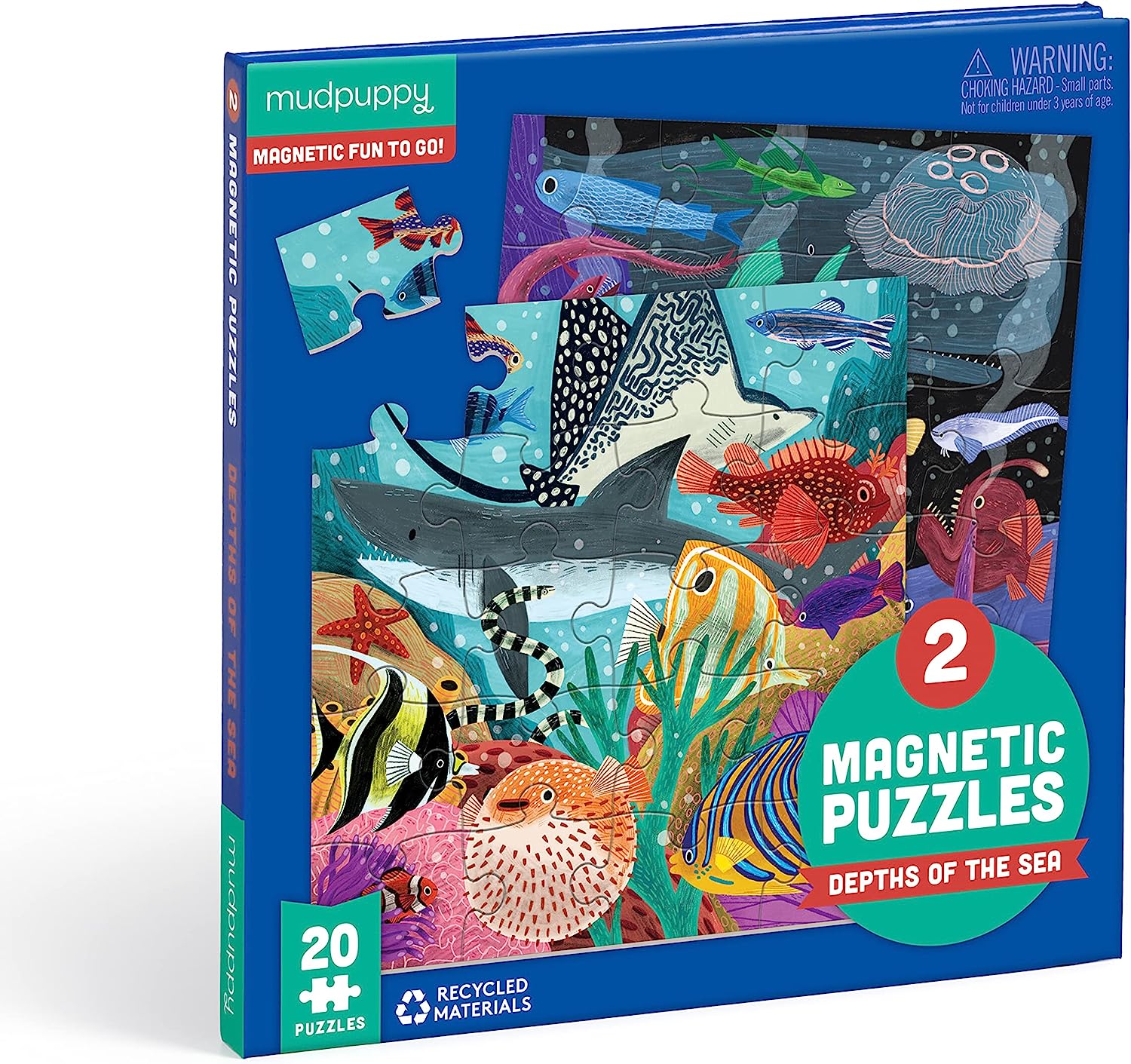 Mudpuppy Depth of The Seas – Magnetic Puzzle Set with Travel Friendly Tri-Fold Portfolio for Children Ages 4 and Up