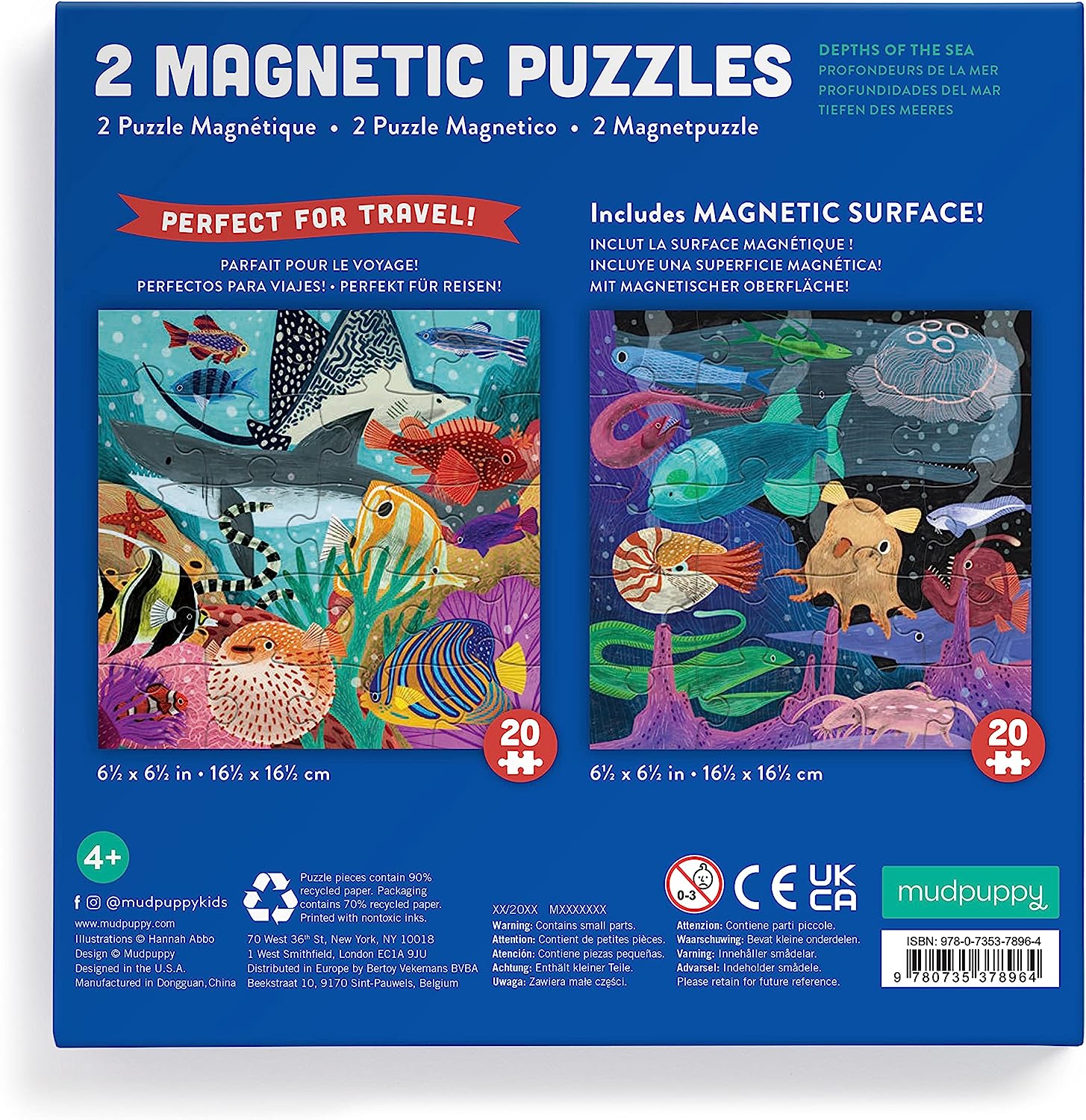 Mudpuppy Depth of The Seas – Magnetic Puzzle Set with Travel Friendly Tri-Fold Portfolio for Children Ages 4 and Up