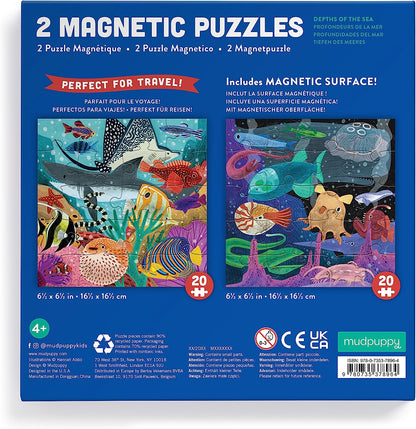 Mudpuppy Depth of The Seas – Magnetic Puzzle Set with Travel Friendly Tri-Fold Portfolio for Children Ages 4 and Up