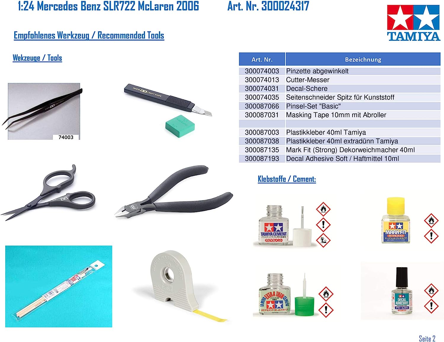 Tamiya 300024317 1: 24 Mercedes Benz Slr722 Mclaren 06