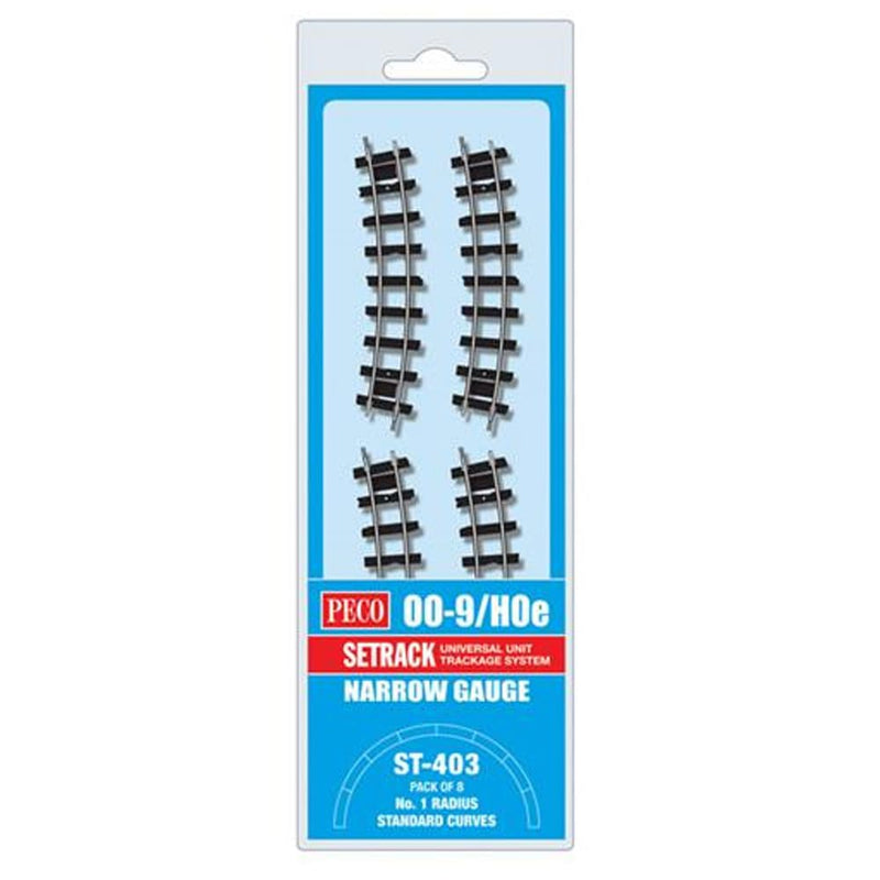 Peco ST-403 Setrack No.1 Radius Standard Curves (Pack of 8) OO-9 Gauge