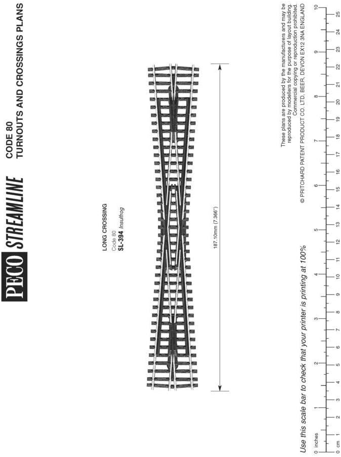 Peco SL-394 Long Crossing (8° angle