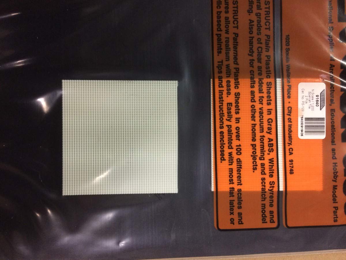 Plastruct - 1/200 Sheet Spanish Tile Red Clay 1.6X75X75Mm 2X Ps-129