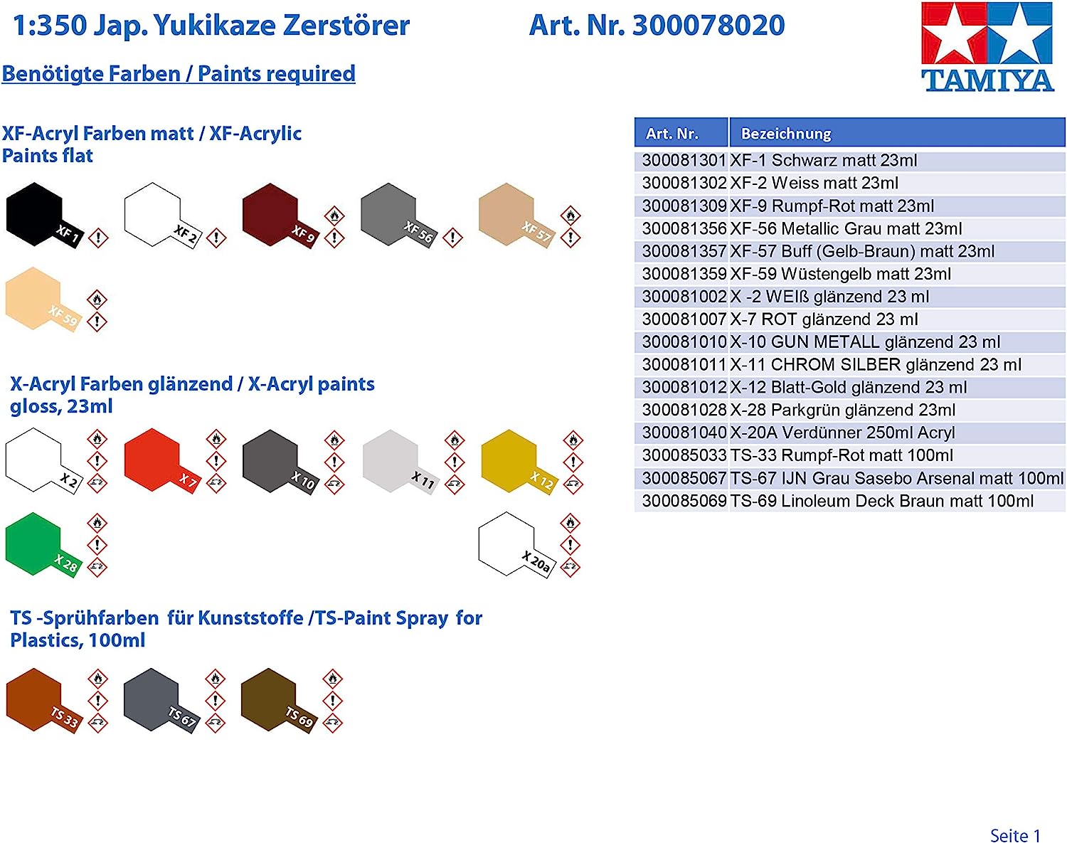 Tamiya-TAM78020 Yukikaze Kits de construcción de Aviones Modelo Hobby, Color Gris, S (78020