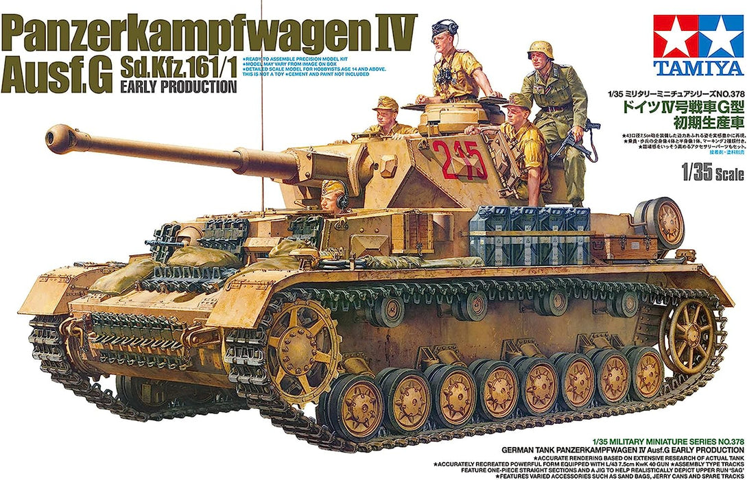Tamiya 35378-000 Militaire 35378 1:35 Dt. Pz.Kpfw. IV AUSF.G Frühe.Prod. - Réplique fidèle à l'original, modélisme, kit de construction en plastique, bricolage, loisirs, kit de modélisme, à assembler