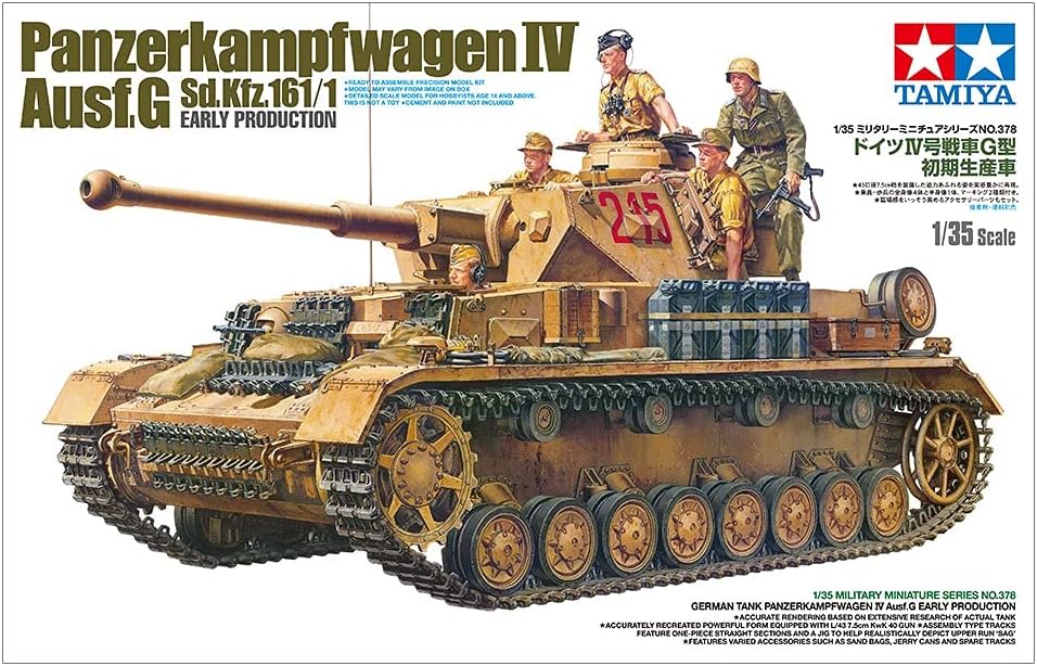 Tamiya 35378-000 Militaire 35378 1:35 Dt. Pz.Kpfw. IV AUSF.G Frühe.Prod. - Réplique fidèle à l'original, modélisme, kit de construction en plastique, bricolage, loisirs, kit de modélisme, à assembler