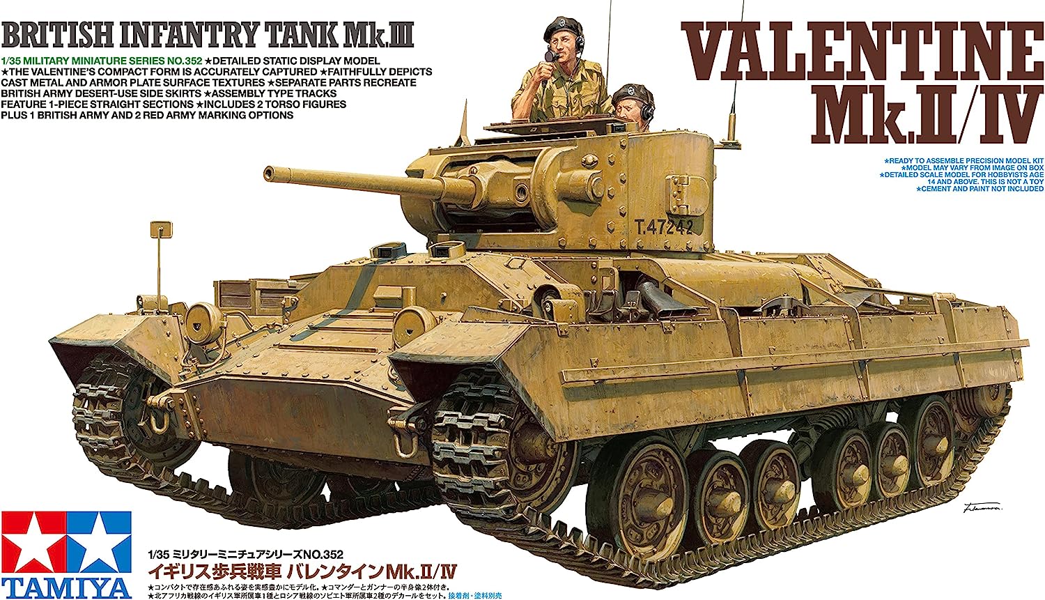 Tamiya TM35352 BRITISH INFANTRY TANK MK.III VALENTINE MK.II/IV 1/35 Military Land Vehicle Model Building Kits