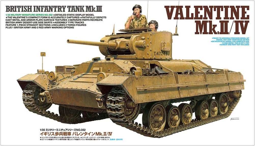 Tamiya TM35352 BRITISH INFANTRY TANK MK.III VALENTINE MK.II/IV 1/35 Military Land Vehicle Model Building Kits