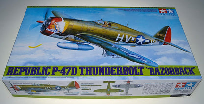 Tamiya Tamiya-P-47D Militar 300061086-1:48 WWII US Republic P-47D Thunderbolt Razorback, réplica Fiel, plástico, Manualidades, Kit de Modelo, Montaje, sin Pintar, Multicolor, Small (61086