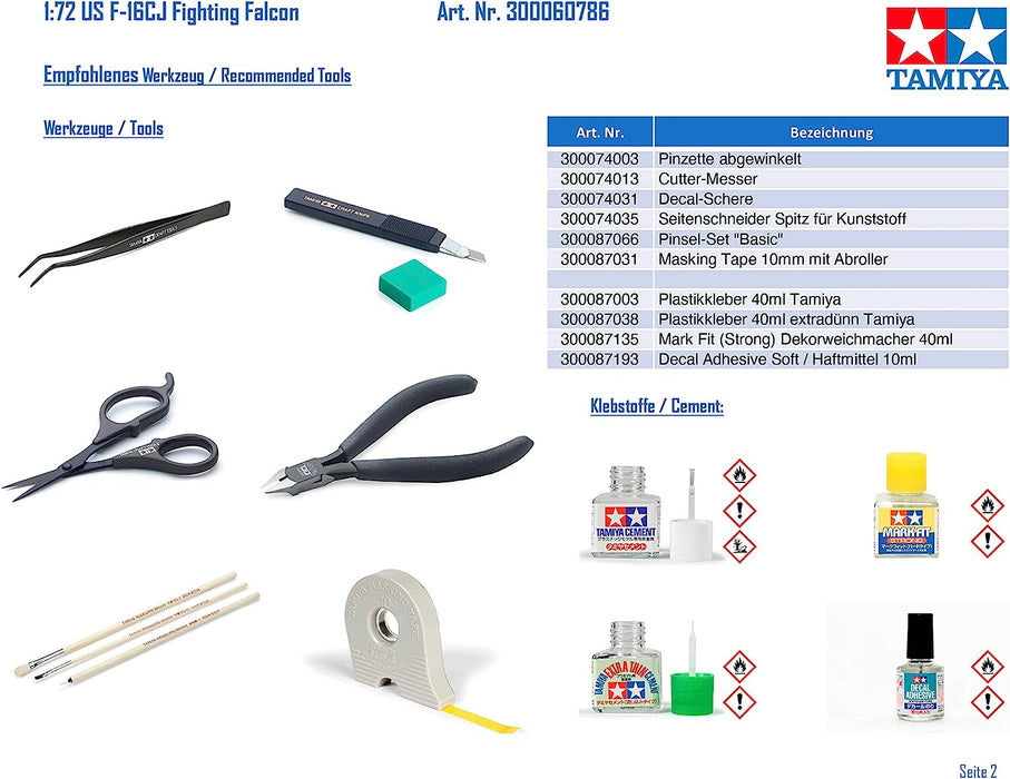 Tamiya TAM60786 300060786-1:72 US F-16CJ Fighting Falcon